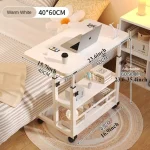 Portable Table for Bedroom Adjustable Overbed Table with Wheels Mobile Bedside Rolling Table Small Standing Laptop Desk Office 2
