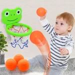 Toddler Animal Themed indoor Basketball Frame Kids Bath Toys set with 3 Plastic Balls Baby Parent Children Interactive fun Game 3
