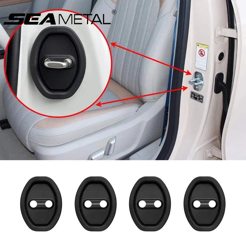 SEAMETAL 4pcs Silicone Car Door Lock Buckle Protection Cover Elastic Anti-Collision Shock Absorbing Pad Mute Buffering Cushion SEAMETAL 4pcs Silicone Car Door Lock Buckle Protection Cover Elastic Anti-Collision Shock Absorbing Pad Mute Buffering Cushion