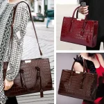 Luxury Vintage Women's Crocodile Pattern Handbag Large Capacity Tote Bag Leather Business Shoulder Bag For Female 3