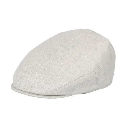 BOTVELA Linen Flat Cap for Men Women Herringbone Linen Newsboy Cap Lightweight Driver Ivy Hat Bakerboy Hat Summer Boina for Male