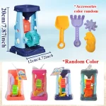 Beach Toy Set for Kids Sand Wheel Sand Bucket Scooter Shovel Rake Sailboat Hourglass Cute Molds Summer Outdoor Sandbox Sand Toys 2