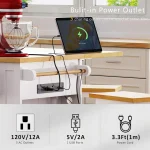 Mobile Kitchen Island with Folding Table and Power Outlet; Large Wheeled Kitchen Island Trolley; Customizable 4