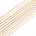 5pc 18K Gold Color PVD Plated Stainless Steel Cuba Cross O Ripple Twisted Chain Necklace Adjustable Chain DIY Necklace Wholesale 6
