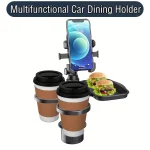 2025 New Car Cup Holder Tray-Expander-3 In 1 Detachable Food Table Tray With Solid Base-Road Trip Essentials Accessories Gadgets 4