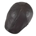 VOBOOM Genuine Leather Flat Cap Men Fall Winter Cabbies Newsboy Hat Coffee Brown Ivy Caps Soft Smooth Textured Hats 5