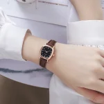 Women's Watch Fashion Small Arabic Quartz Watches Leather Band Wristwatches 3