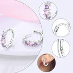 925 Sterling Silver Hoops Earrings Hypoallergenic Hoops Earrings With Zirconia Fashion High Quality Jewelry for Women Girls 2