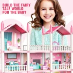 Girl Doll House Toy Children Pretend Play Dollhouse Villa Patchwork Dream Furniture Home Doll House for Kids Christmas Toy Gifts 3