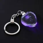 Fashion Colorful Fairy Rose Flower Pattern Love Shape Crystal Rhinestone LED Light keychain Lover Key Chain Keyring Jewelry 5