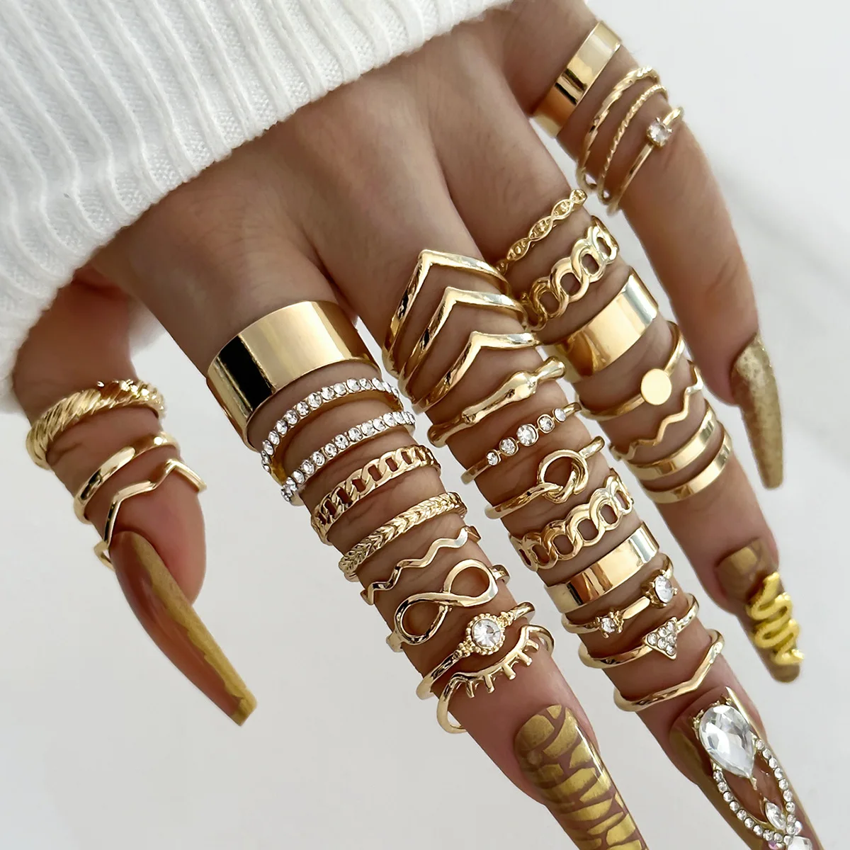 30Pcs Bohemian Geometric Knuckle Rings Set For Women Gold Silver Color Finger Ring Girls Fashion Party Jewelry Accessories 30Pcs Bohemian Geometric Knuckle Rings Set For Women Gold Silver Color Finger Ring Girls Fashion Party Jewelry Accessories