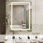 VOWNER Bathroom Medicine Cabinet with LED Lights and Mirror,  with Adjustable Shelf, Defogger, Memory 3-Color Mode, Dimmer 2