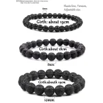Charm Bracelet Natural Stone Beads 6/8/10mm Volcanic Lava Tiger Eye Beads Elastic Bracelets For Men Women Jewelry pulsera hombre 6