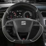 Car Steering Wheel Cover Microfiber Leather 38cm Non-Slip For Seat Tarraco Arona Ateca Ibiza Toledo Mii Leon Arosa Exeo ST FR 4