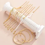 11 Pcs Boho Pearl Crystal Heart Infinity Sign Bracelets for Women Vintage Elegant Gold Color Bracelets Sets New Vacation Jewelry 3