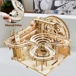 3D Wooden Puzzle DIY Mechanical Manual Model  Building Kits Assemble Toys Marble Run Set with 4 Ball for Adult Kids Gifts 3
