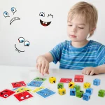 Cube Face Changing Building Blocks Cartoon Board Game Wooden Puzzle Montessori Anxiety Stress Relief Toys For Children Kids 5