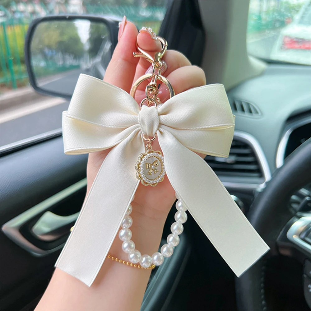 Fashion Large Bowknot Ribbon Pearl Key Chain Women's Multi-color DIY Key Pendant Hanging Ornament Sweet Bag Accessories Fashion Large Bowknot Ribbon Pearl Key Chain Women's Multi-color DIY Key Pendant Hanging Ornament Sweet Bag Accessories