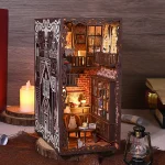 DIY Book Nook Kit Miniature Doll House With LED Light 3D Puzzle Model Building Wooden Bookshelf Bookend Toy Adults Birthday Gift 5