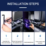 SEAMETAL Upgraded Car Headrest Phone Holder Telescopic Anti Shake Auto Table Holder Smartphone Mount for 4-12.9 Inch iPad iPhone 6