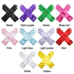 1Pair Children Long Gloves Princess Dance Performance Stage Gloves Satin Sequins Bow Glove Solid Full Finger Mittens Accessories 4