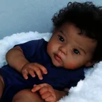 20 Inch African American Doll Raven Dark Skin Reborn Baby Doll Finished Newborn With Rooted Hair Handmade Toy For Gift 5