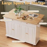 Rolling Kitchen Island with Drop Leaf - Kitchen Carts on Wheels with Storage, Towel Rack, Drawers Island Table for Kitchen, Dini 6