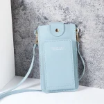 2024 new solid color fashion simple shoulder bag slung mobile phone bag women's driver's license card wallet 3