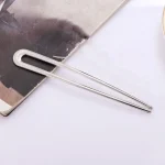 15cm U-Shaped Hair Fork Elegant Golden Silver-color Alloy Long Thick Hair French Hairpin Stick Women Girls Hair Accessories 4