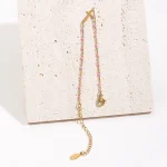 ZMZY Girls Boho Thin Chain Stainless Steel Bracelets For Women Gold Color Peach Pink Cross Charm Beautiful Gift 2