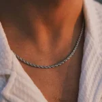 Ropes Long Necklace for Men Women,Stainless Steel Gold Color Twisted Rope Chain Collar,2/3/4/5mm Punk Basic Waterproof Jewelry 6