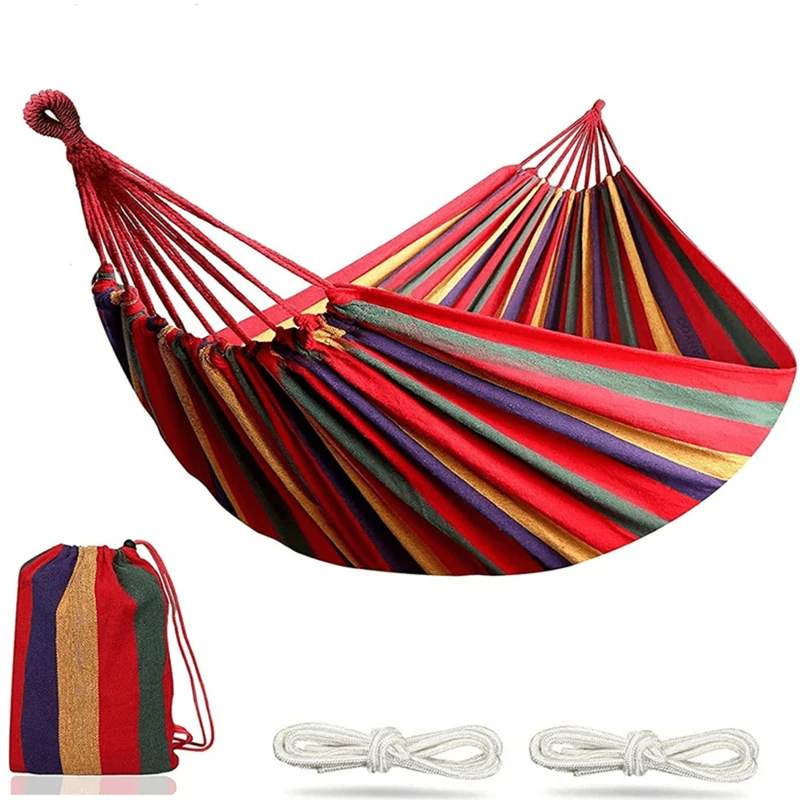 1-2 Person Cotton Rainbow Hanging Bed Capacity Stripe Hammock Swing Portable 260*80cm for Outdoor Indoor with Carry Bag 1-2 Person Cotton Rainbow Hanging Bed Capacity Stripe Hammock Swing Portable 260*80cm for Outdoor Indoor with Carry Bag
