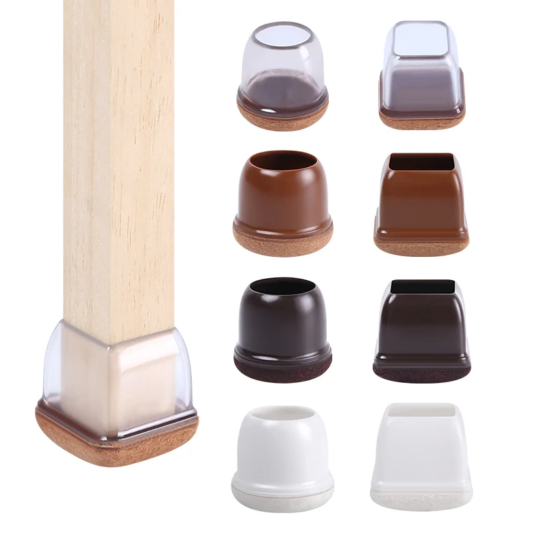 16PCS Transparent Table Chair Leg Protectors Caps Round Square for Furniture Foot Legs Cover Floor Protector with Felt Bottom 16PCS Transparent Table Chair Leg Protectors Caps Round Square for Furniture Foot Legs Cover Floor Protector with Felt Bottom