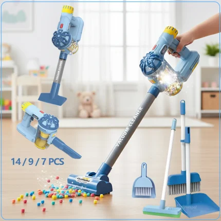 Kids Vacuum Cleaner Toy Realistic Pretend Play Cleaning Set Educational Housekeeping Gift for Toddlers Boys Girls 14/9/7PCS