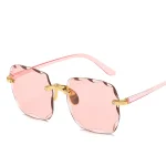 3PCS Square Rimless Sunglasses Women Luxury Brand Designer Summer Red Glasses Fashion Sun glasses For Men UV400 Shades Oculos 6