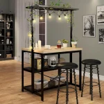 42-Inch Rolling Kitchen Island with Wheels, Microwave Stand & Storage Shelves, 400 LB Capacity Cart in Black & Natural 6