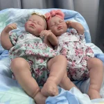 1Pcs 50CM Finished Reborn Baby Dolls LouLou Twins Girl Lifelike Silicone Vinyl Newborn 3D Skin Visible Veins DIY Toys For Girls 6