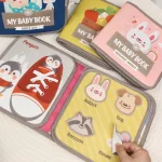 Montessori Busy Book Baby Early Education Book，Puzzle Toy, Animal Cognitive Fabric Book, Repeated Paste Book & Sensory toys 5