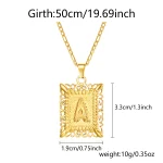 Stainless Steel Initial Letter Necklace For Women Men 2025 New Stylish Square Pendant Necklace Birthday Party Jewelry Gifts 3