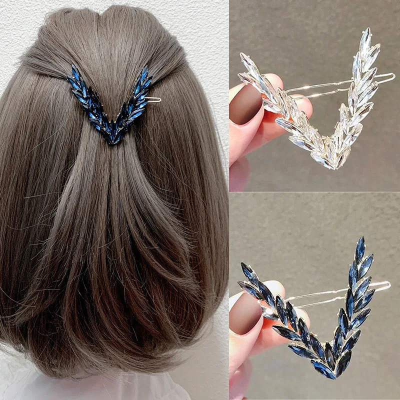 Luxury Shining Crystal Hair Clip For Women Korean V Shape Buckle Hairpins Girls Hair Accessories Headwear Fashion Ornaments Gift Luxury Shining Crystal Hair Clip For Women Korean V Shape Buckle Hairpins Girls Hair Accessories Headwear Fashion Ornaments Gift