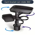 2025 New Car Cup Holder Tray-Expander-3 In 1 Detachable Food Table Tray With Solid Base-Road Trip Essentials Accessories Gadgets 2