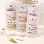 5Pcs/Set Mini Baby Girl Hair Clip Cute Floral Bow Bunny Princess Hairpin for Toddler Girl Lovely Bang Side Clip Hair Accessories 2