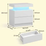 Cubehom LED Nightstands with 2 Drawers, End Table with RGB LED Lights for Bedroom Living Room, White Bedside Table 5