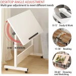 Small Standing Rable Adjustable Height Mobile Stand Up Desk With Wheels, Home Office Computer Workstations, 80x40cm Tabletop 3