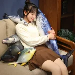 3D Simulation Fish Plush Toys Stuffed Tuna Salmon Autumn Saury Grouper Plush Pillow Creative Sofa Pillow Cushion Gift Kids Toy 3