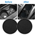 2pcs Black Car Auto Cup Holder Anti Slip Insert Coasters Pads Interior Accessories Universal Fits Perfectly For Most Cups 4