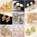 Minimalism Personality Metal Drop Earrings for Women Leaf Round Water Droplet Butterfly Twist Metal Earrings Geometry Jewelry 3