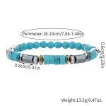 Fashionable turquoise black stone bead bracelet handmade elastic rope bracelet perfect gift for Christmas accessories 5