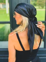 Luxury Brand Silk Scarf Women Satin Solid color Hijab Scarves Muslim Pareo Bandana Female Shawl Wrap Headband Foulard 90*90cm 2