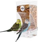 No Mess Automatic Bird Feeder Transparent Food Container Cage Parrot Feeder Accessories for Small Birds Parrot 2